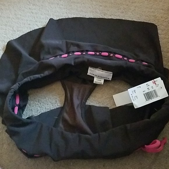 NWT Robin Piccone Choc brown pink trim lace flirty skirtini low swim bottom L - Picture 6 of 6